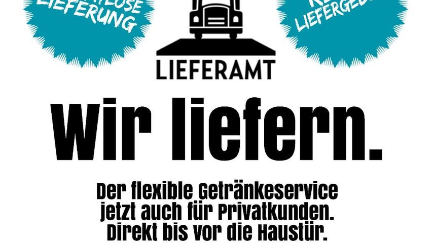 Normalerweise beliefert der Getränkegroßhandel Lieferamt die Gastronomie der Metropolregion. Durch die Corona-Pandemie ist das Lieferamt stark von den Schließungen betroffen. "Zum starken Rückgang unserer Umsätze bei nahezu gleich bleibenden Fixkosten kommt bei uns erschwerend das begrenzte Mindesthaltbarkeitsdatum unseres Lagerbestandes hinzu. Ein Schwerpunkt unseres Sortiments liegt auf Fränkischen Bieren. Diese haben, da sie handwerklich gebraut sind nur eine begrenzte Haltbarkeit wenn man sie mit den Industriebieren vergleicht", sagt ein Mitarbeiter des Lieferamts. Mit Beginn der Ausgangsbeschränkungen haben die Mitarbeiter vom Lieferamt einen Heimdienst gestartet, um Getränke und Lebensmittel vor dem Verfall zu retten.  Mehr Infos gibt es auf der Homepage.