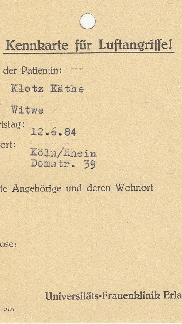 Eine Luftschutz-Kennkarte.