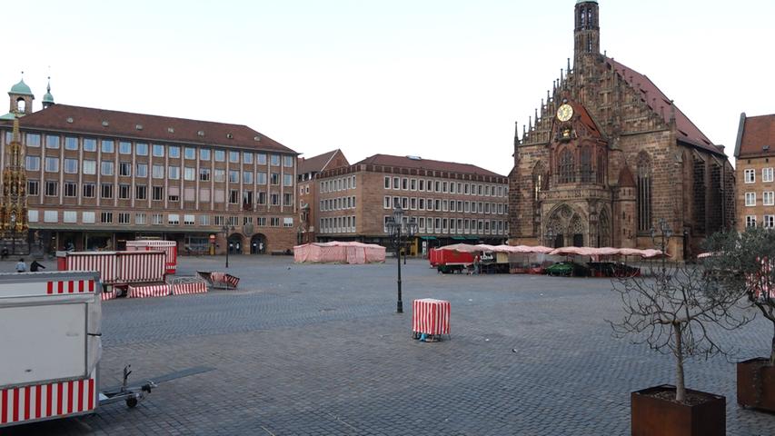 Corona-Ausgangsbeschränkungen: Nürnbergs Innenstadt wie leer gefegt