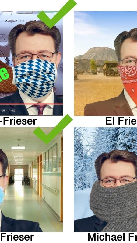 Okay, Fotoshop, aber schon witzig, welche Versionen der CSU-Bundestagsabgeordnete Michael Frieser oder sein Social-Media-Team da von sich entworfen hat...