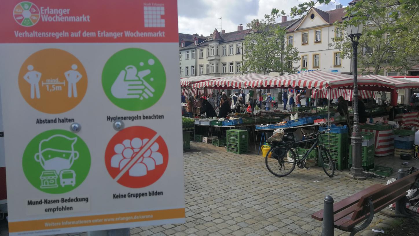 Keine Maskenpflicht auf dem Markt in Erlangen