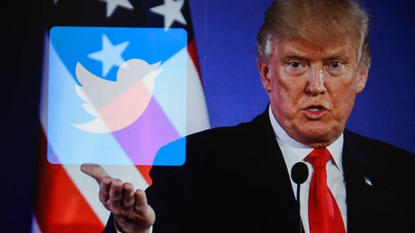 July 26 2018 Krakow Poland A double exposure image shows the President of United States of Ame