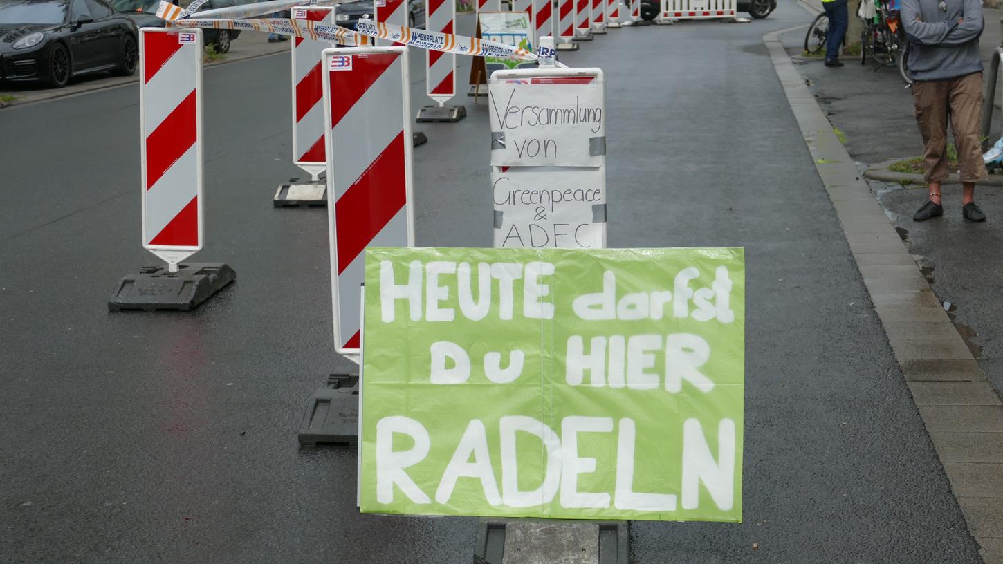 Pop-Up-Radweg als Protest für mehr Radwege in Bamberg