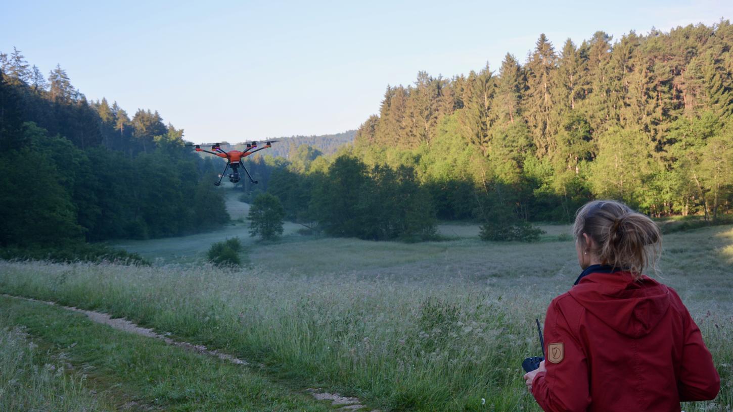 Berchinger Bauern suchen  Rehe und Hasen mit Drohne