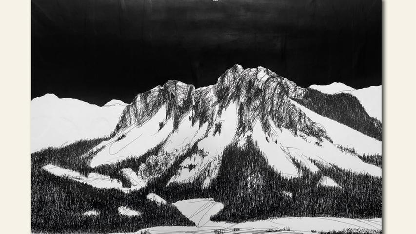 geb. 1958 in Nürnberg lebt in Kalchreuth Berge erinnert-Serie F_X (2020) 70 x 100 cm Zeichnung