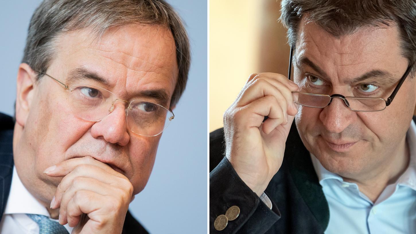 Zwei, die nicht immer einer Meinung sind: Nordrhein-Westfalens Ministerpräsident Armin Laschet (li.) und Bayerns Ministerpräsident Markus Söder.