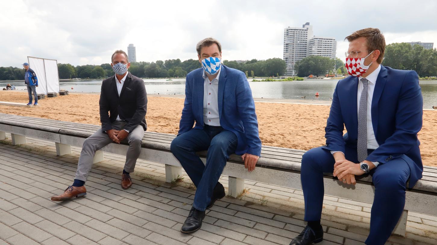 Ministerpräsident Markus Söder am Wöhrder See.