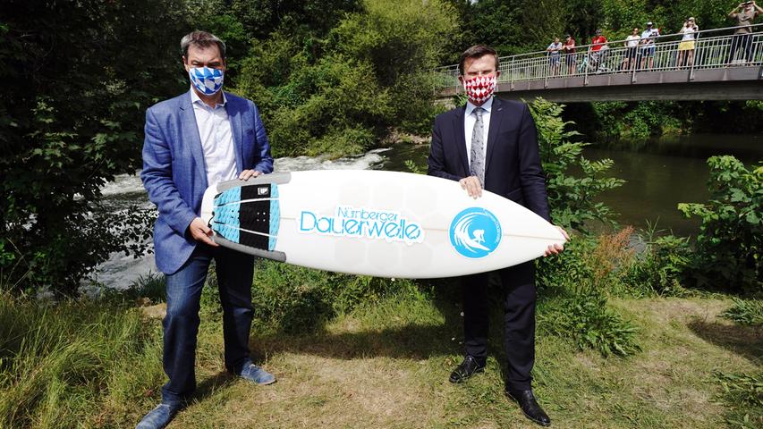 Nürnbergs neue Surferwelle: Söder kam zum Spatenstich