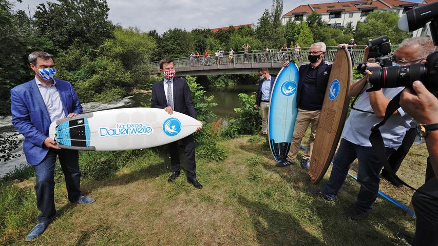 Nürnbergs neue Surferwelle: Söder kam zum Spatenstich
