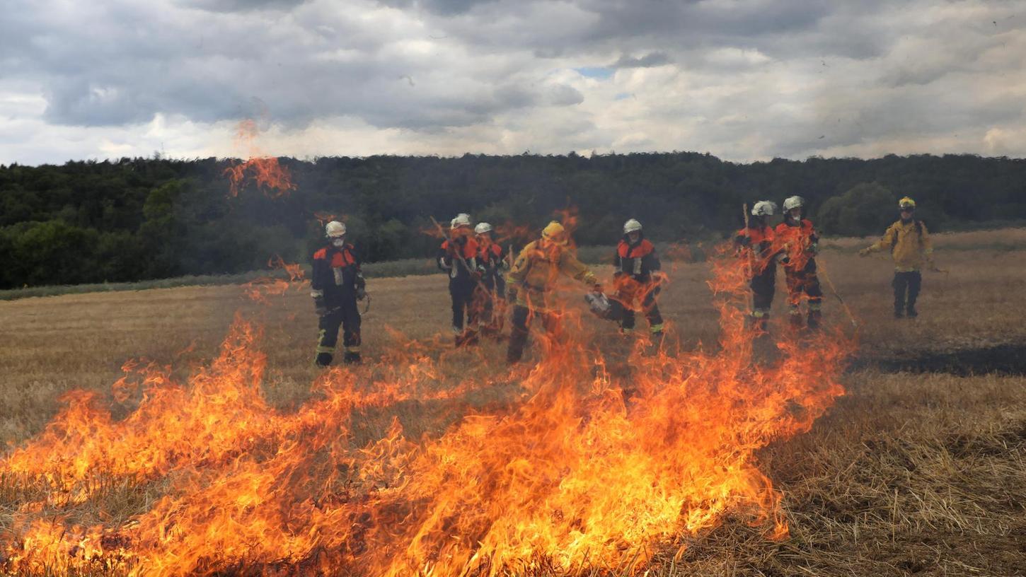 Feld in Flammen: Feuerwehr löscht Flächenbrand in Kirchehrenbach