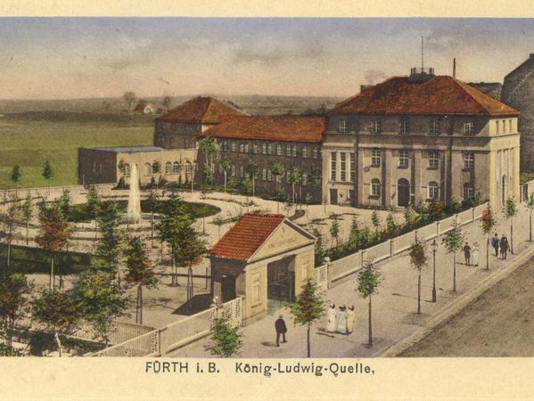 Auch der Kurpark an der König-Ludwig-Quelle wurde auf einer Postkarte abgebildet. Abbildung: Stadtarchiv Fürth
