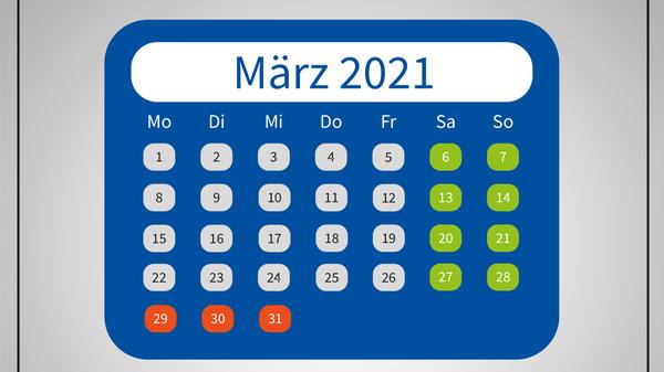Nur die Berliner haben am 8. März durch den Internationalen Frauentag einen Montag mehr frei. Aber zum Ende des Monats nähern sich bereits die Osterfeiertage.