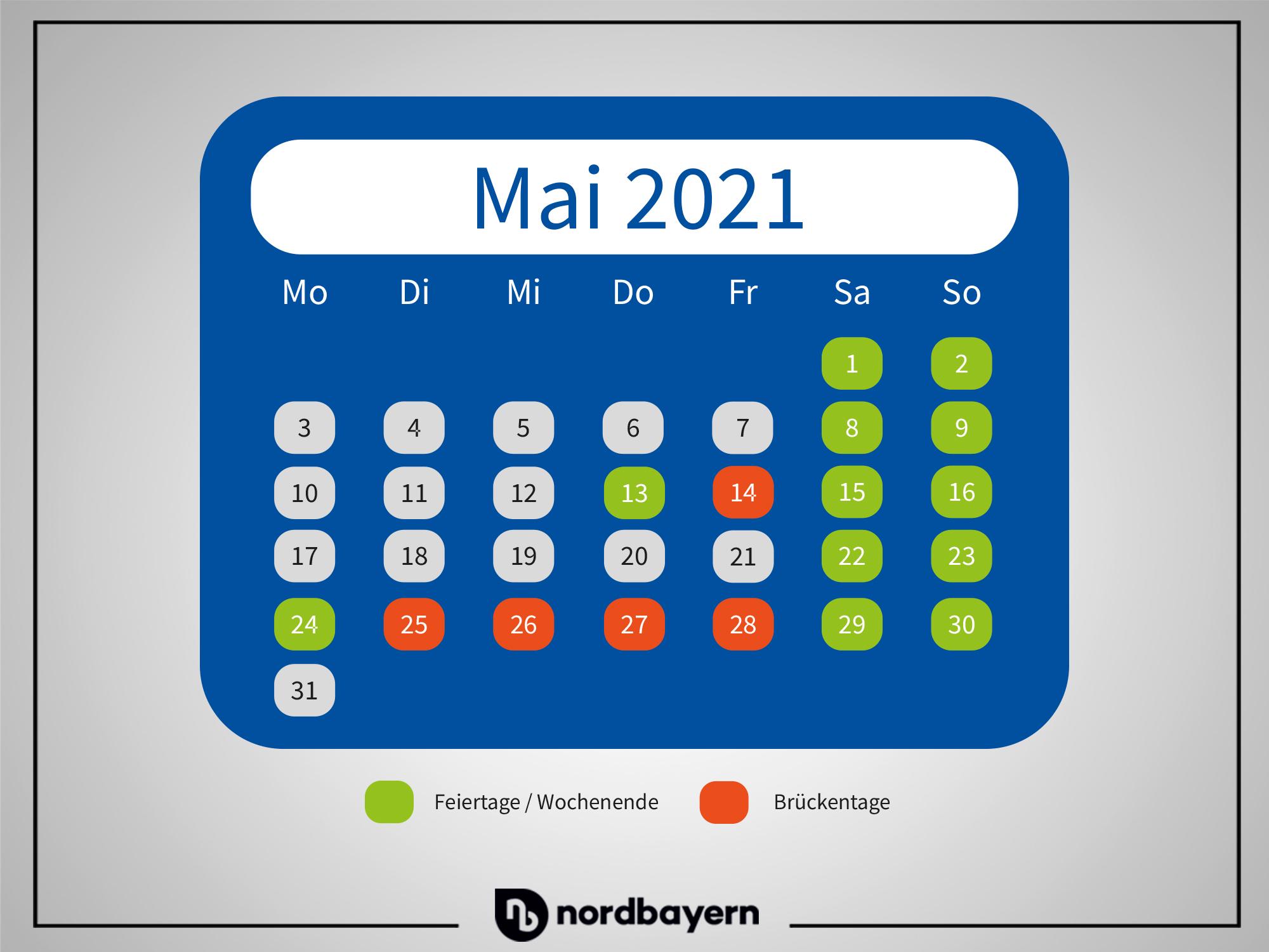 Leider fällt der Tag der Arbeit (1. Mai) auf einen Samstag, aber Christi Himmelfahrt (13. Mai) bleibt beständig am Donnerstag und bietet dadurch die optimale Gelegenheit für ein verlängertes Wochenende. Außerdem ergibt sich durch den Pfingstmontag (24. Mai) wieder die Möglichkeit, einen Urlaubstag einzusparen.
