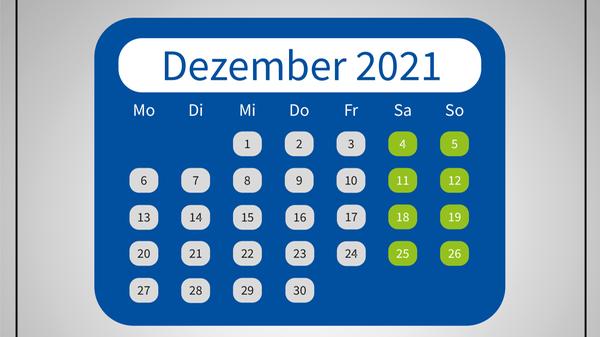 Zum Ende des Jahres kommt das verflixte achte Jahr, in dem alle Feiertage aufs Wochenende fallen. Somit spart man sich beim Weihnachtsurlaub leider keine Urlaubstage.