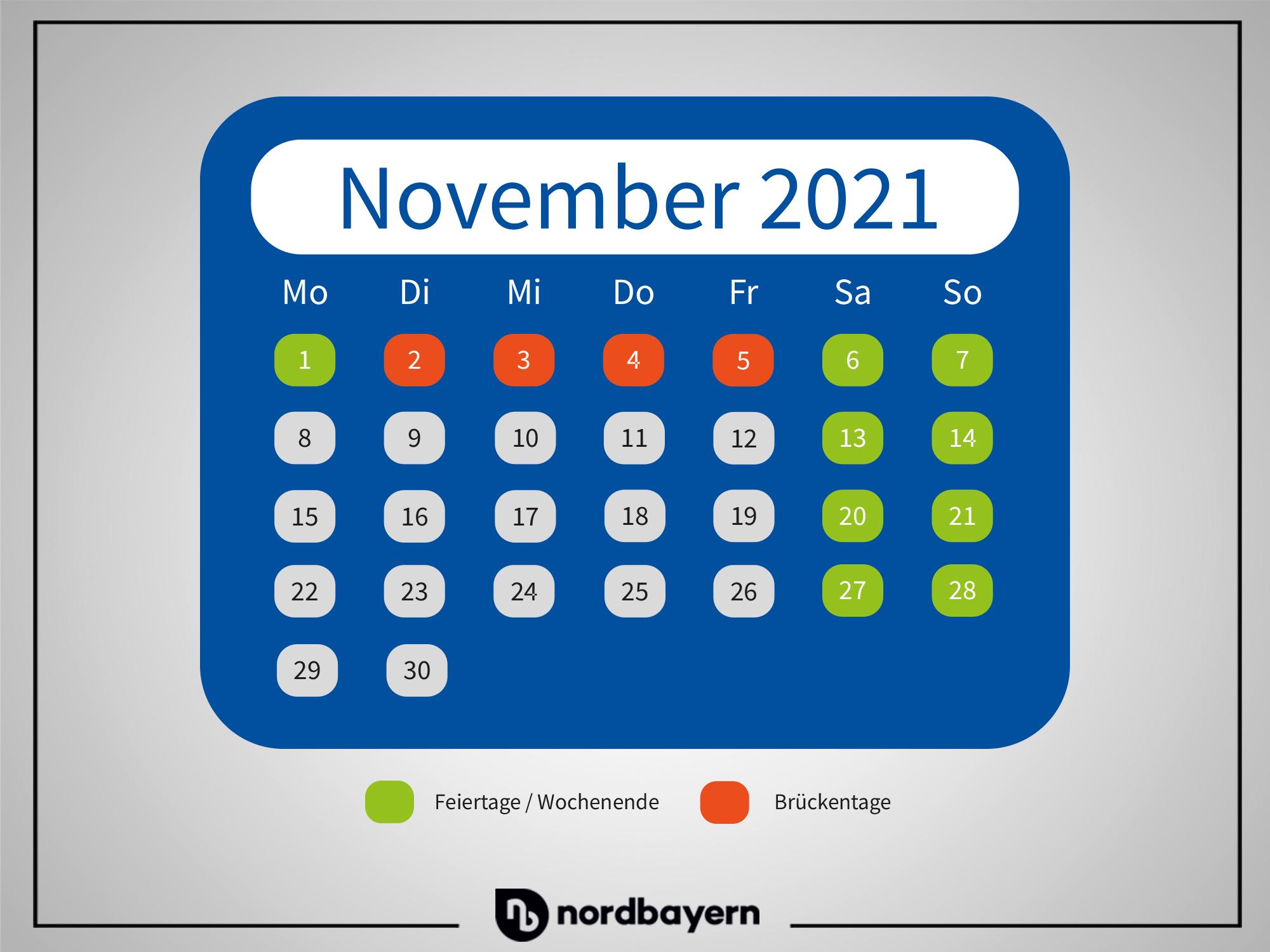 Allerheiligen (1. November) fällt diesmal auf einen Montag. Mit vier Urlaubstagen lässt sich also eine ganze Woche zu Hause genießen.