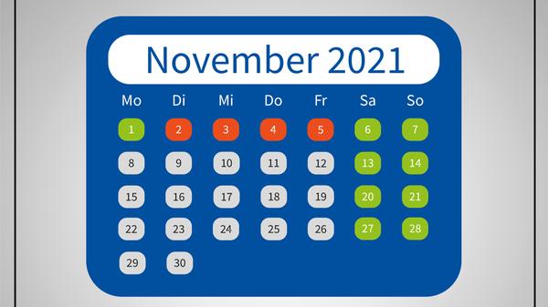 Allerheiligen (1. November) fällt diesmal auf einen Montag. Mit vier Urlaubstagen lässt sich also eine ganze Woche zu Hause genießen.