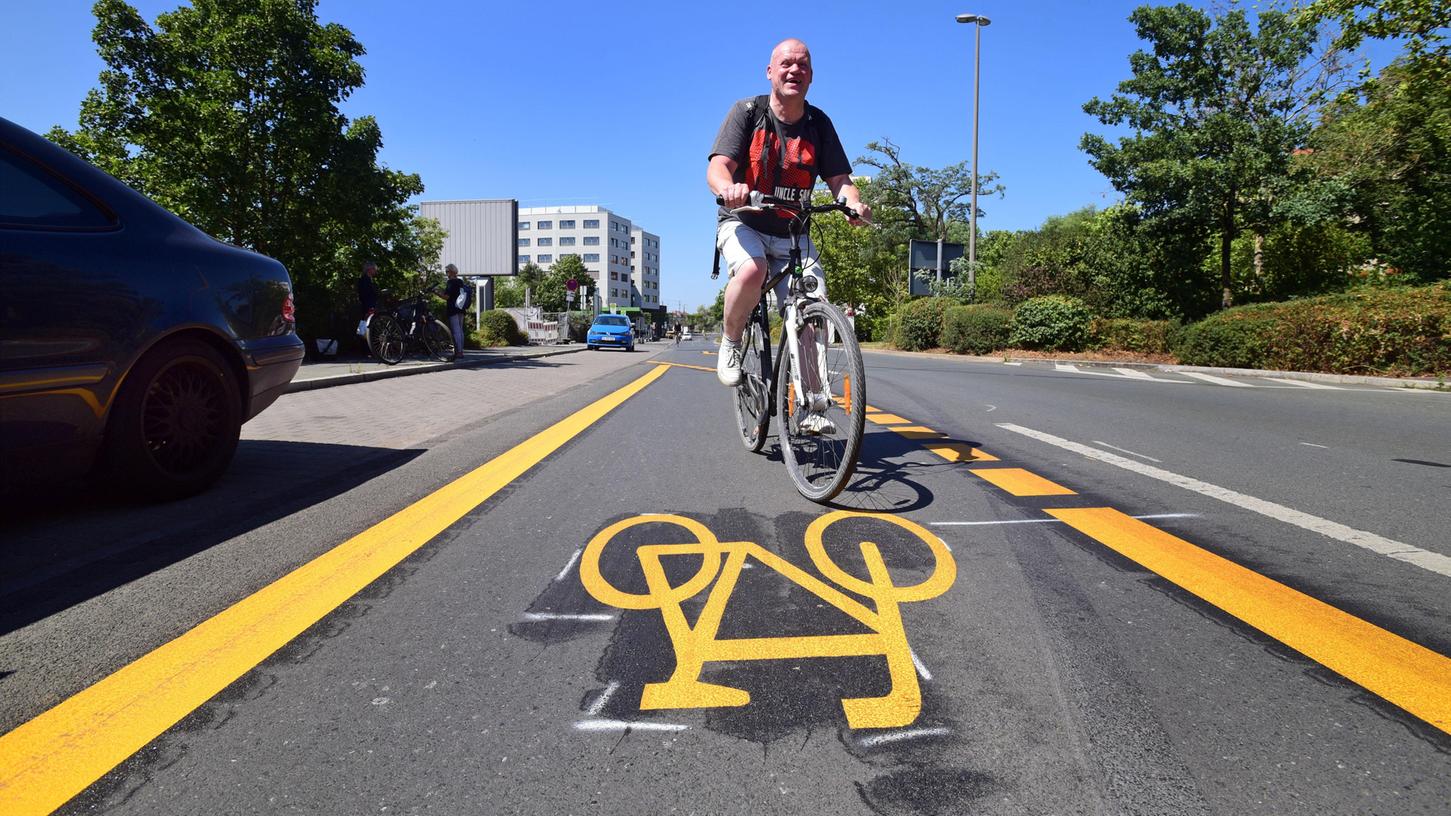 Fürth hat seinen ersten Pop-Up-Radweg