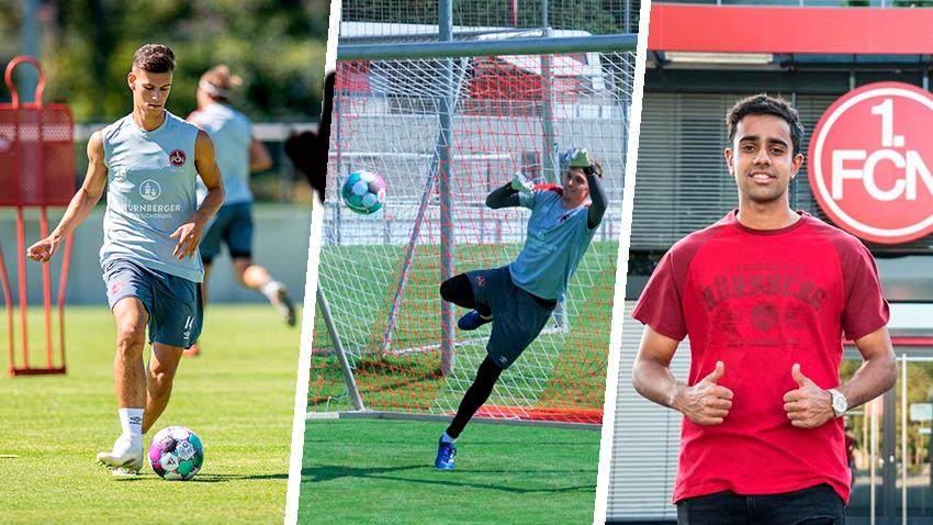 Die ersten drei FCN-Neuzugänge - und allesamt Leih-Spieler: Tom Krauß, Christian Früchtl und Sarpreeth Singh.