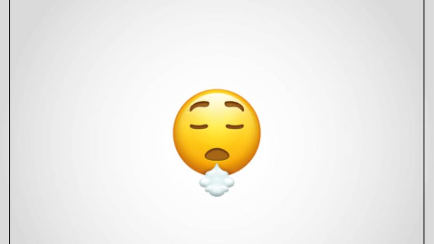 Tief ausatmen bitte! Dieses Emoji zeigt ein sichtbares Ausatmen. Es kann verwendet werden, um Erleichterung, Erschöpfung oder einen Seufzer der Enttäuschung zu verbildlichen.