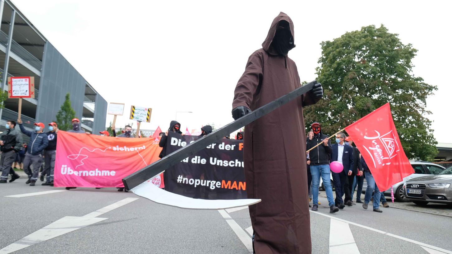 Der Protest war nicht völlig vergebens: MAN-Mitarbeiter bei einer Demo in Nürnberg im September 2020.