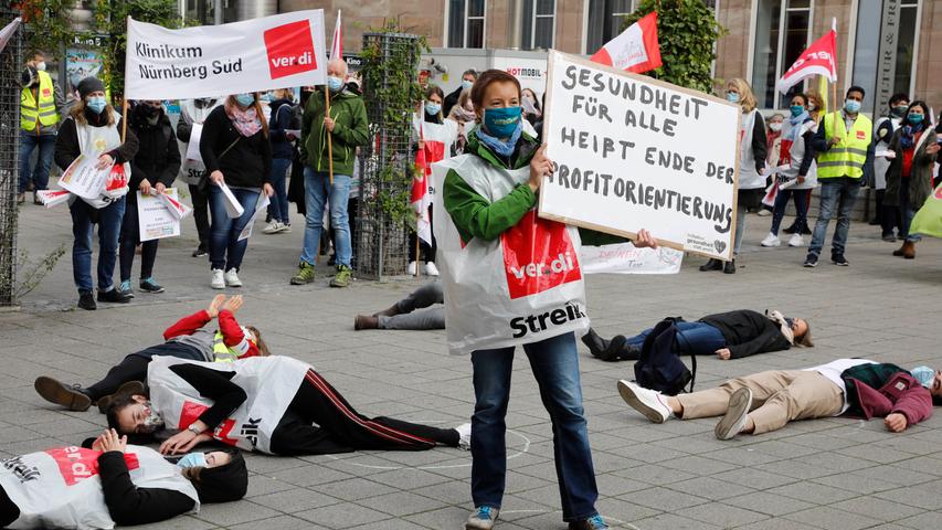 Klinik-Streik in Nürnberg: Für höhere Löhne, gegen Profitgier