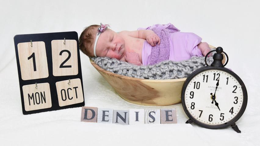 Die kleine Denise kam am 12. Oktober im Klinikum Hallerwiese zur Welt. Bei ihrer Geburt wog sie 3560 Gramm und war 52 Zentimeter groß. 