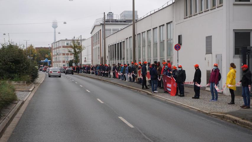 Menschenkette mit über 3000 Beschäftigten in der Nürnberger Südstadt
