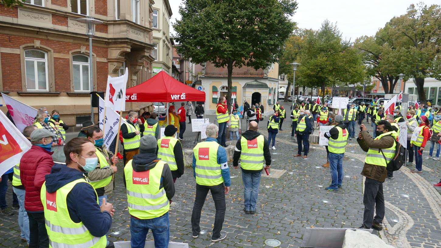 Mit drei Protestzügen durch Bamberg: Verdi veranstaltet Warnstreik