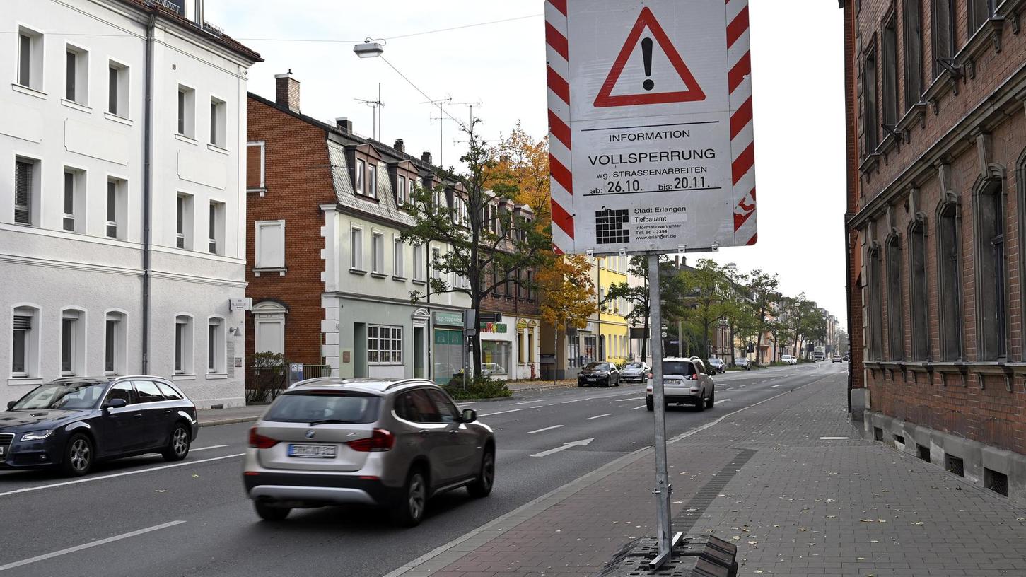 Wichtige Verkehrsachse in Erlangen zum Teil gesperrt