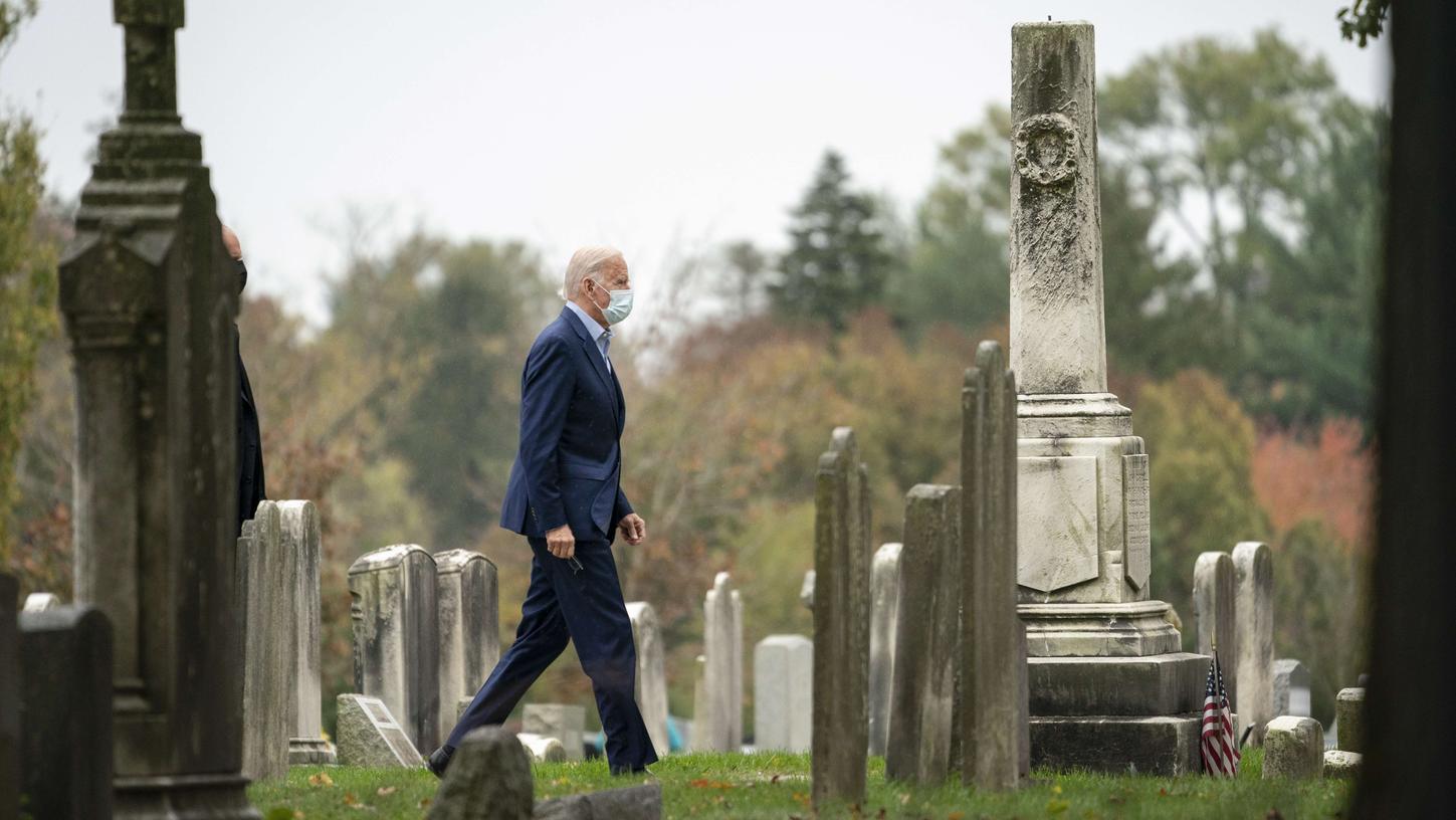 Hier sind seine Frau Neilia, sein Sohn Beau und seine Tochter Naomi begraben: Kurz nach seinem Wahlsieg besuchte Joe Biden den Friedhof seiner Heimatgemeinde Wilmington.