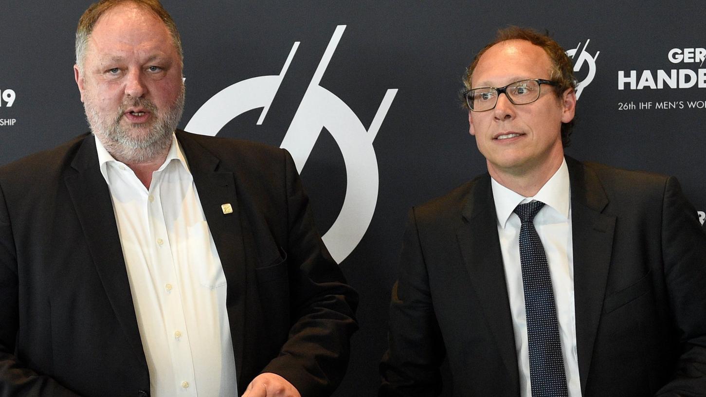 So also soll das laufen: DHB-Chef Andreas Michelmann (links) und Mark Schober, der Generalsekretär des nationalen Handballverbands, äußern sich zum WM-Thema.
