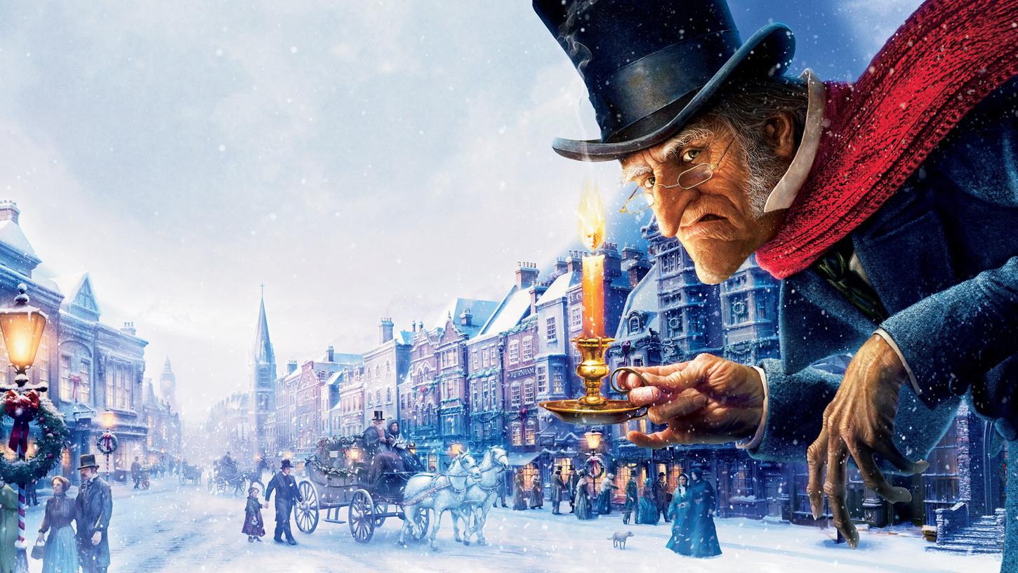 Jim Carrey als Ebenezer Scrooge in Disneys Weihnachtsgeschichte. 