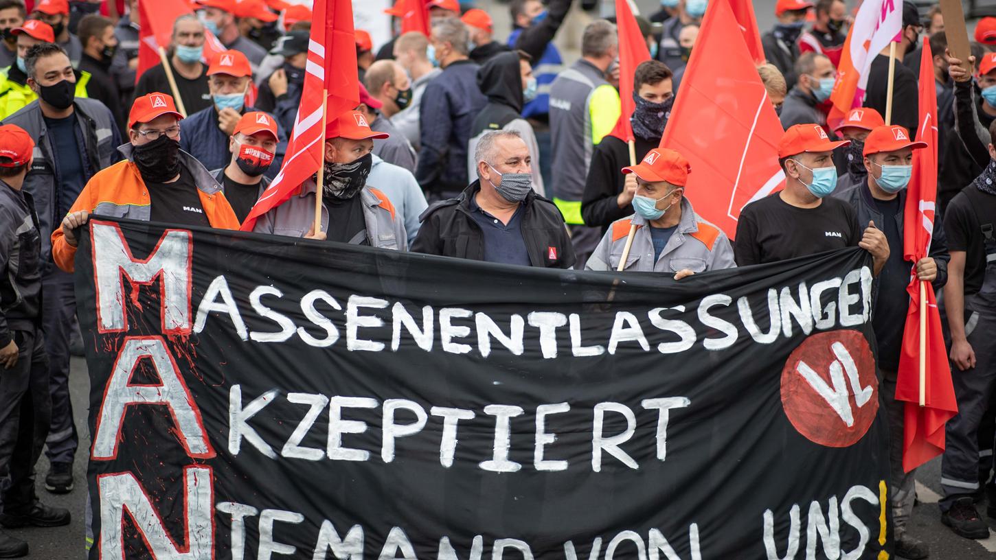 Im vergangenen September protestierten in Nürnberg zahlreiche MAN-Beschäftigte gegen den drohenden Stellenabbau.
