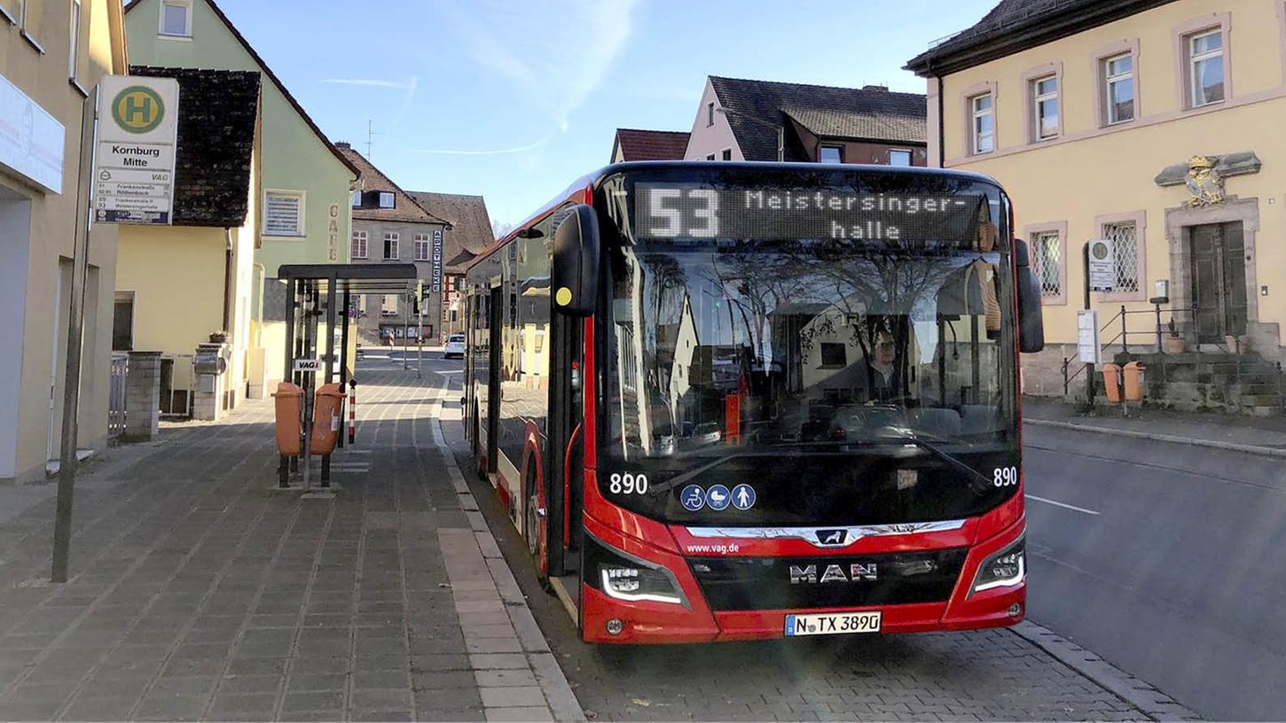 Mit der neuen Buslinie 53 fährt man in zwölf Minuten von Kornburg zur U-Bahn-Station Bauernfeindstraße.