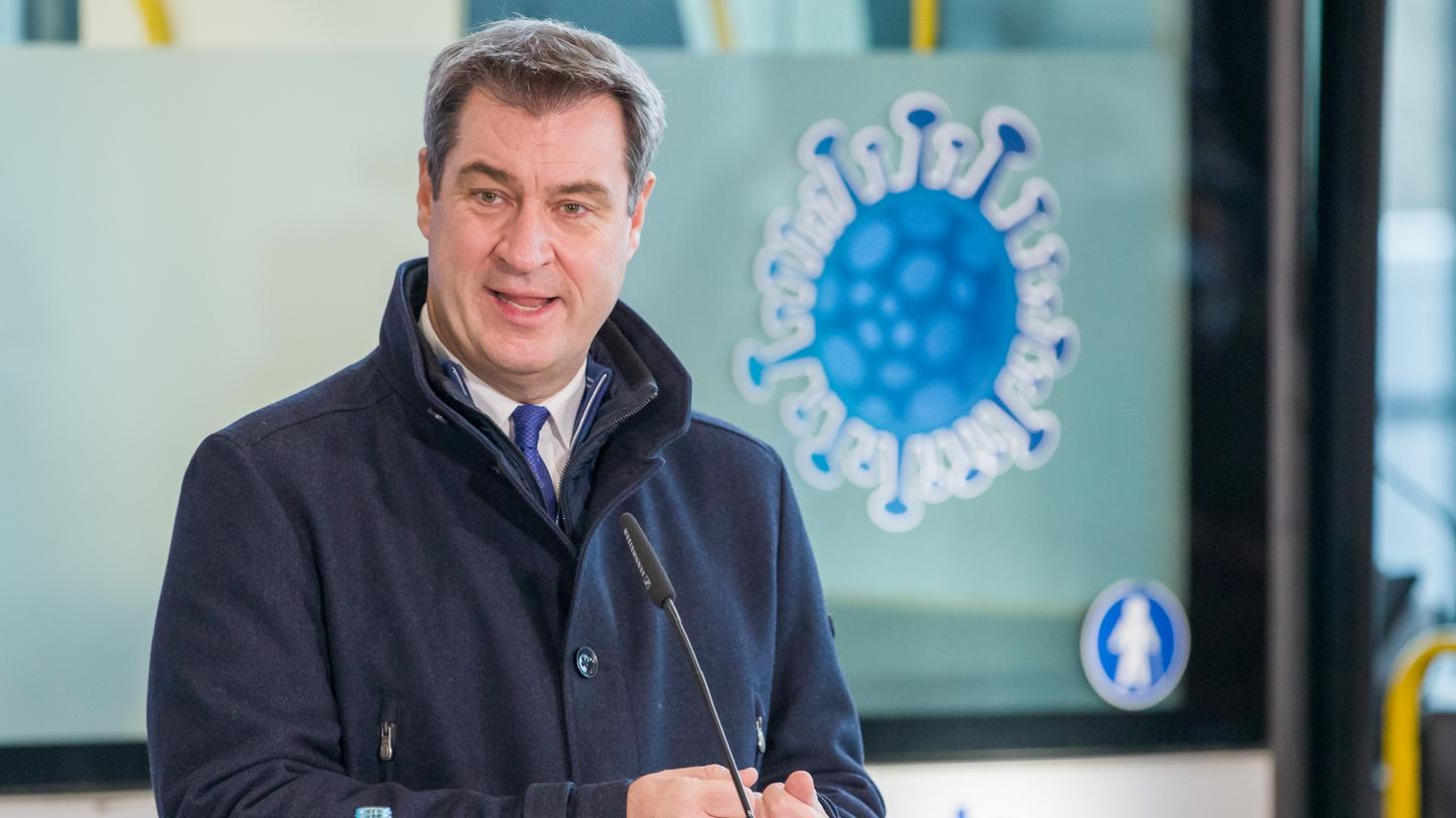 Ministerpräsident Markus Söder, hier im Nürnberger Corona-Impfzentrum, spricht sich für einen bundesweiten Lockdown aus.