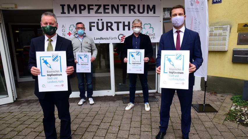 "Wir sind bereit", betonen (links) Oberbürgermeister Thomas Jung, Klaus Meyer, Michael Hubmann und Landrat Matthias Dießl unisono.