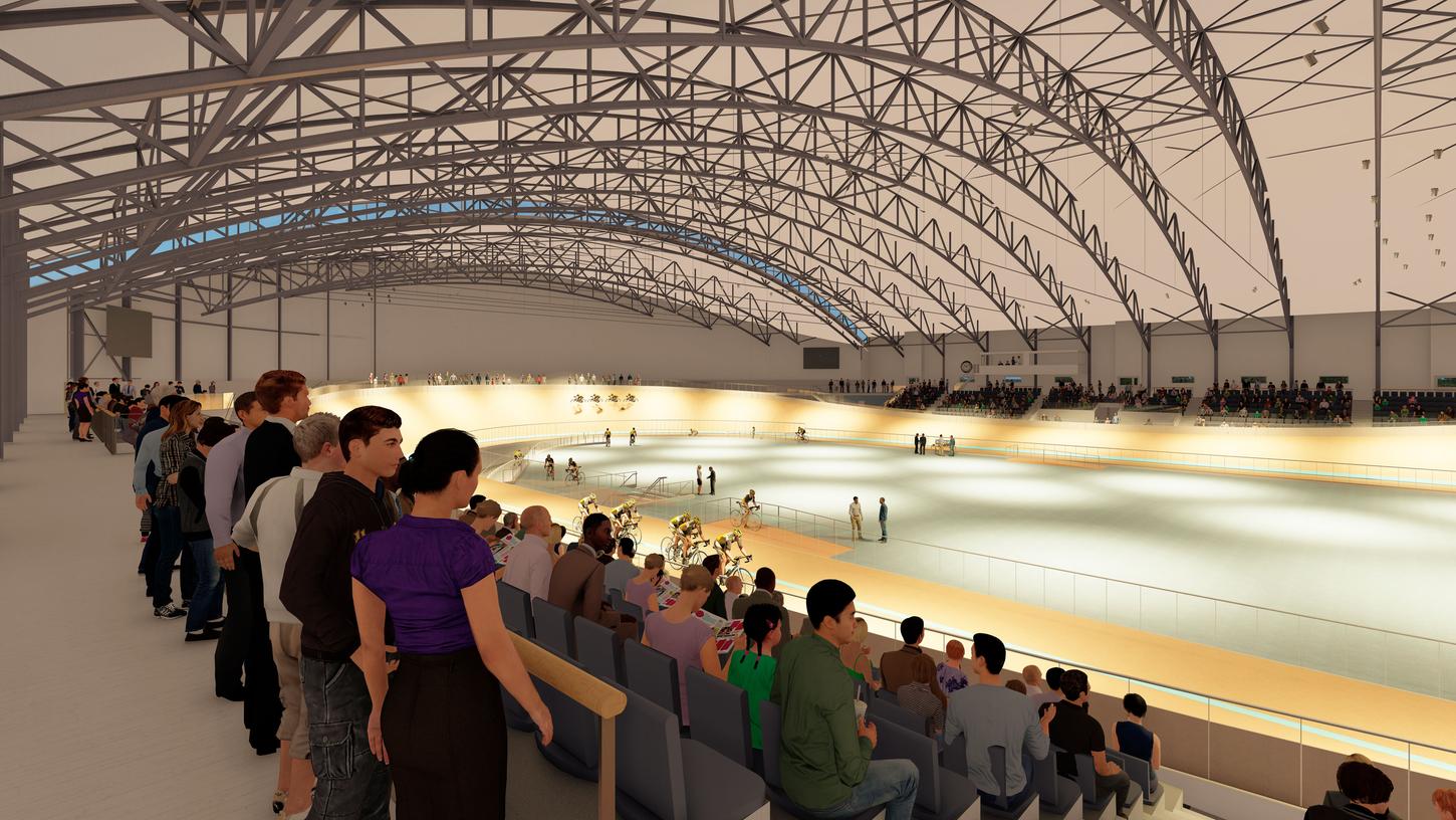 Ein Blick ins Innere: So sahen die Pläne für die Radsporthalle aus, die vorerst nicht gebaut werden kann.