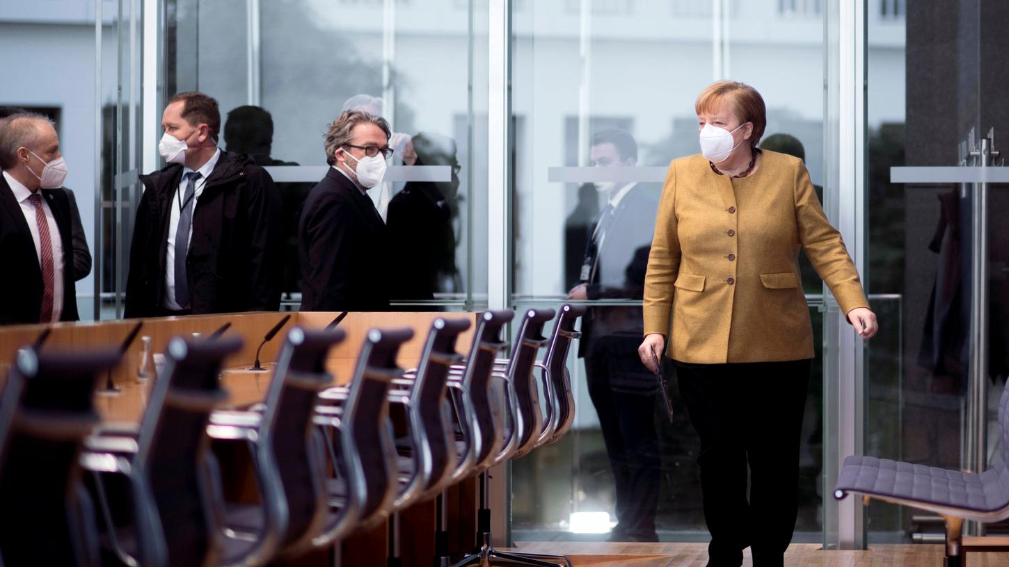 Bundeskanzlerin Angela Merkel auf der Bundespressekonferenz zum Thema Situation Covid-19 in Berlin. 