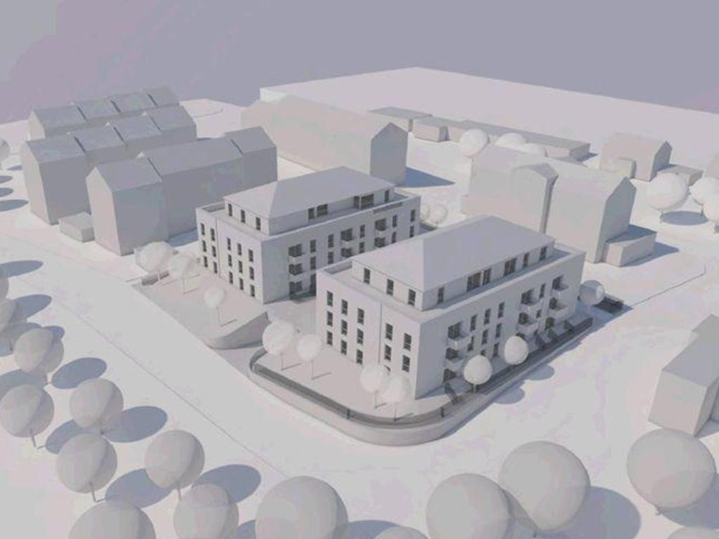 So sieht der Plan für zwei geförderte Wohnhäuser in der Georg-Mayer-Straße in Roth aus. Durch die neue Bauordnung dürfen sie näher aneinanderrutschen. 