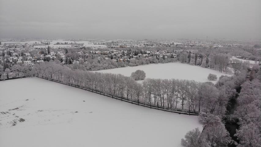 Schnee und Frost: So zauberhaft sieht Fürth von oben aus