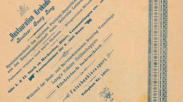 Im „Krokodil“ schenkte Lang den Gerstensaft der Lederer-Brauerei aus. Erst durch das beliebte Wirtshaus in der Weintraubengasse fand die schon seit 1814 existierende Brauerei zu ihrem Markenzeichen, dem vom Künstler Friedrich Wanderer gezeichneten, um einen Bierkrug kriechenden Krokodil – inspiriert von Wanderers Stammlokal, geführt von Georg Lang. Von 1896 bis 1899 hatte Lang zusätzlich zum „Krokodil“ die Konzession für den „Goldenen Hahn“ in der Königstraße 51, der 1897 in „Reichshalle“ umbenannt wurde. Dort durfte er seit Ende 1898 auch ein Varieté-Theater betreiben.
