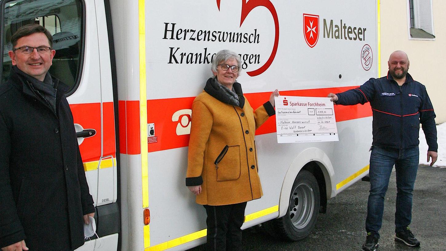 Aktion in Unterleinleiter: 1100 Euro Spende für Herzenswunsch-Krankenwagen