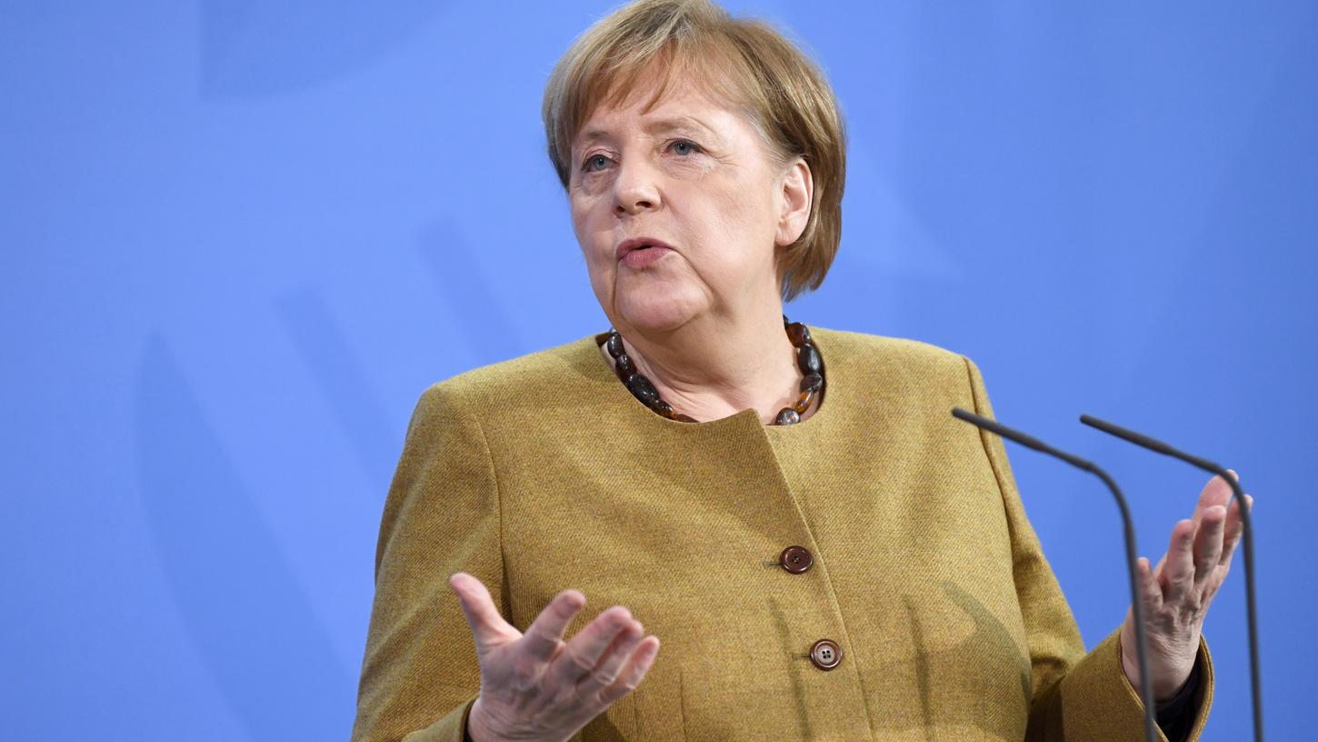 19.02.2021, Berlin: Bundeskanzlerin Angela Merkel (CDU) spricht bei einer Pressekonferenz im Anschluss an den virtuellen G7-Gipfel. Foto: Annegret Hilse/Reuters/Pool/dpa +++ dpa-Bildfunk +++