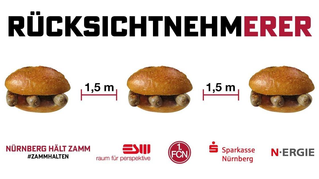 Die Bratwurstbrötchen halten vorbildlich Abstand. 