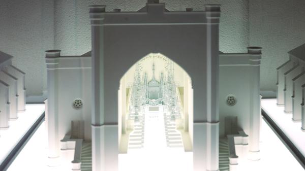 Das Modell zeigt die 1938 von den Nationalsozialisten zerstörte Fürther Hauptsynagoge. Seit einiger Zeit ist es auch möglich, sich auf einem virtuellen Rundgang ein Bild von der Altschul zu machen.