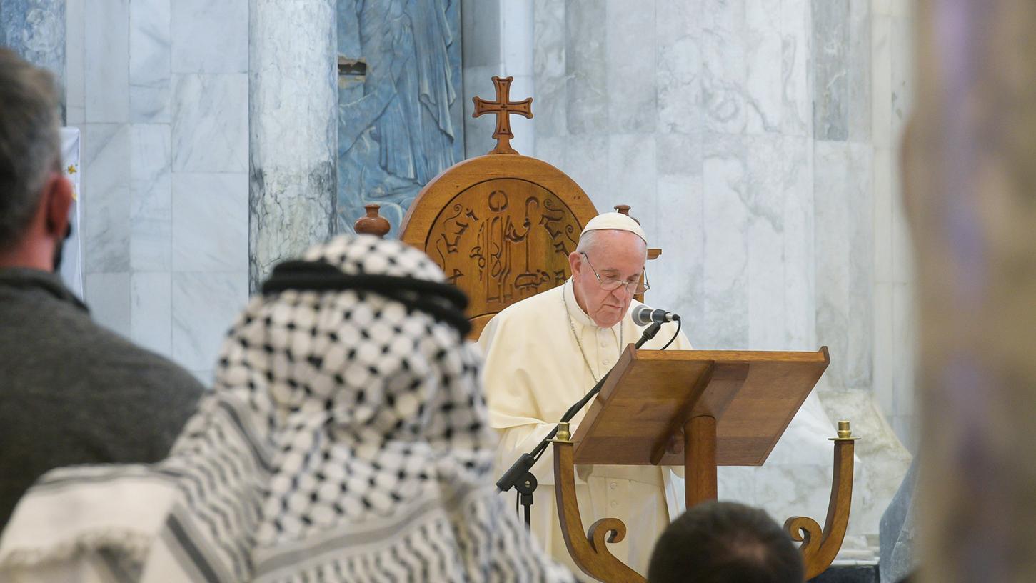 Predigt in Karakosch: Im Nordirak prangerte Papst Franziskus die Gewalt des islamistischen Terrors an.