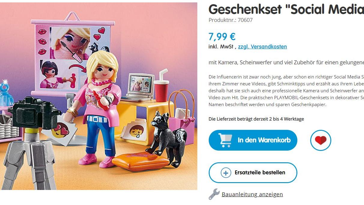So bewirbt Playmobil das Figurenset "Social Media Star" auf seiner Homepage. 