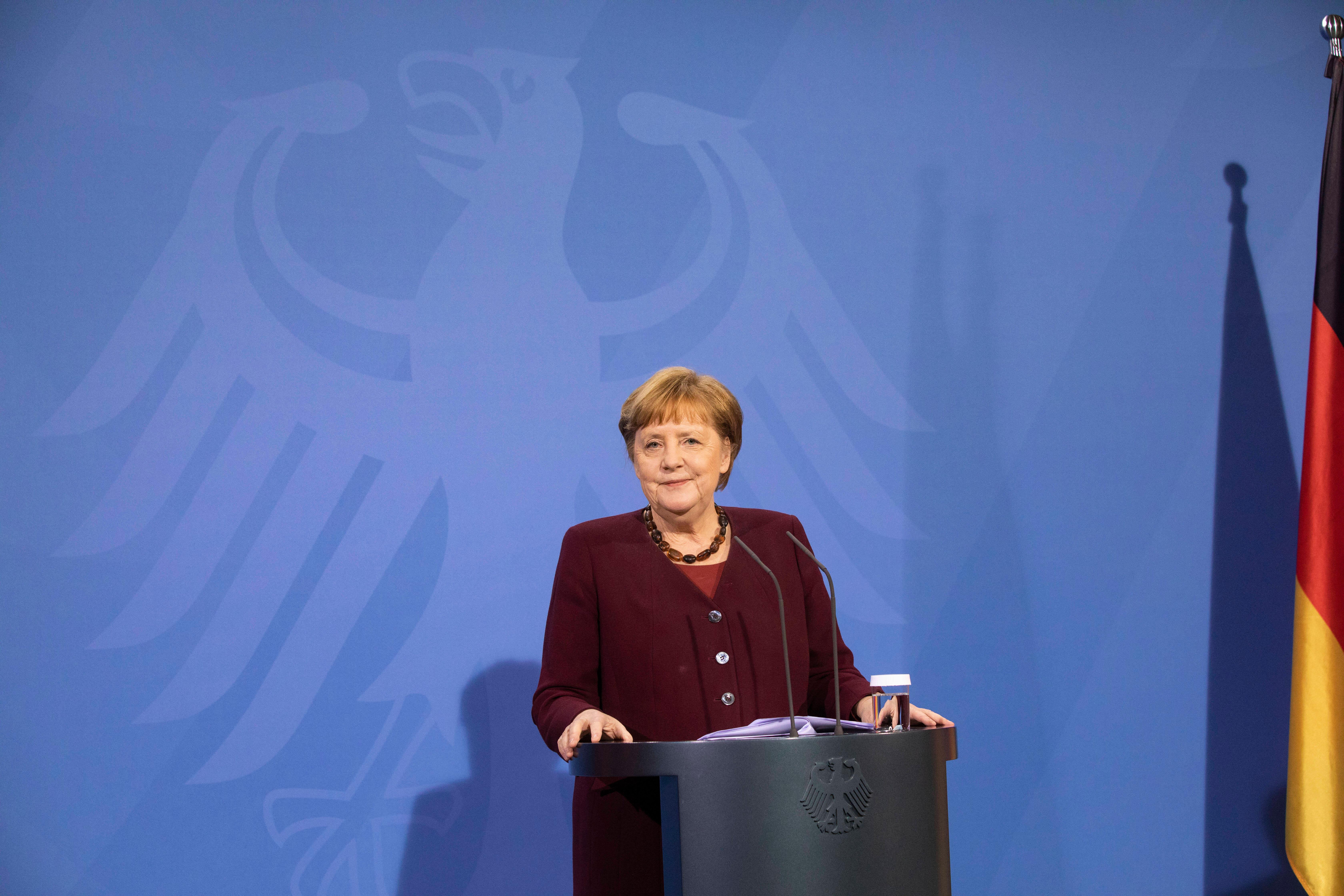 Deutschland, Berlin, Bundeskanzleramt, Pressekonferenz mit Bundeskanzlerin Angela Merkel CDU im Anschluss an die Bespre