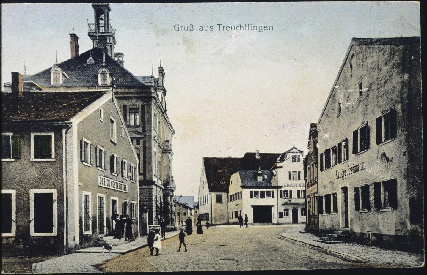 Das Rathaus und die Jurahäuser in der Hauptstraße um die Jahrhundertwende.