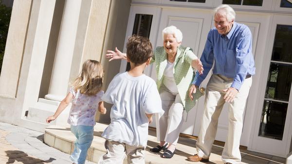 Grandparents welcoming grandchildren